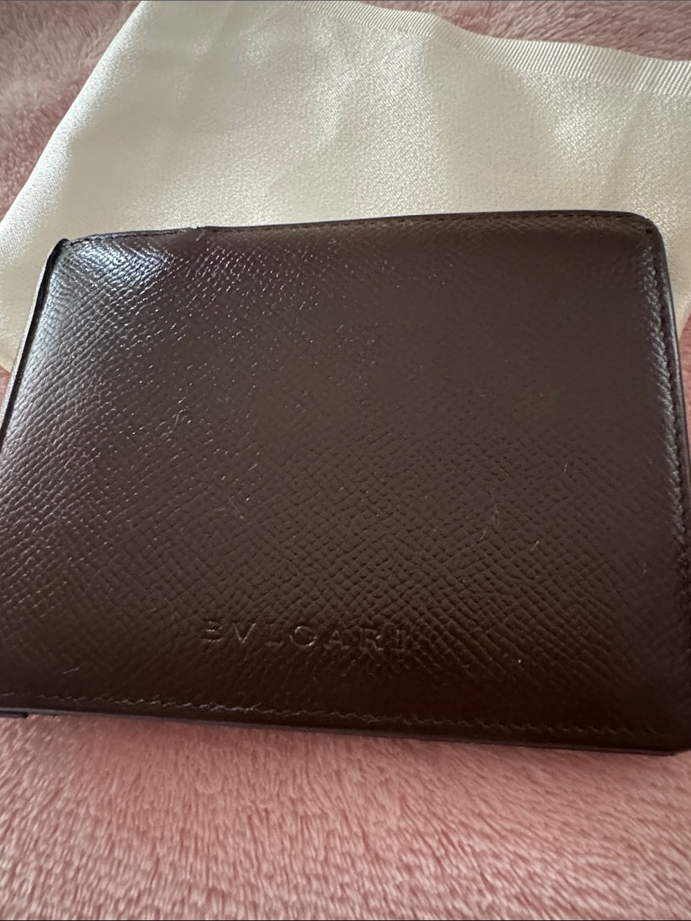 Blvgari Dark Brown Textured Leather Men's Wallet repaired, and refurbished